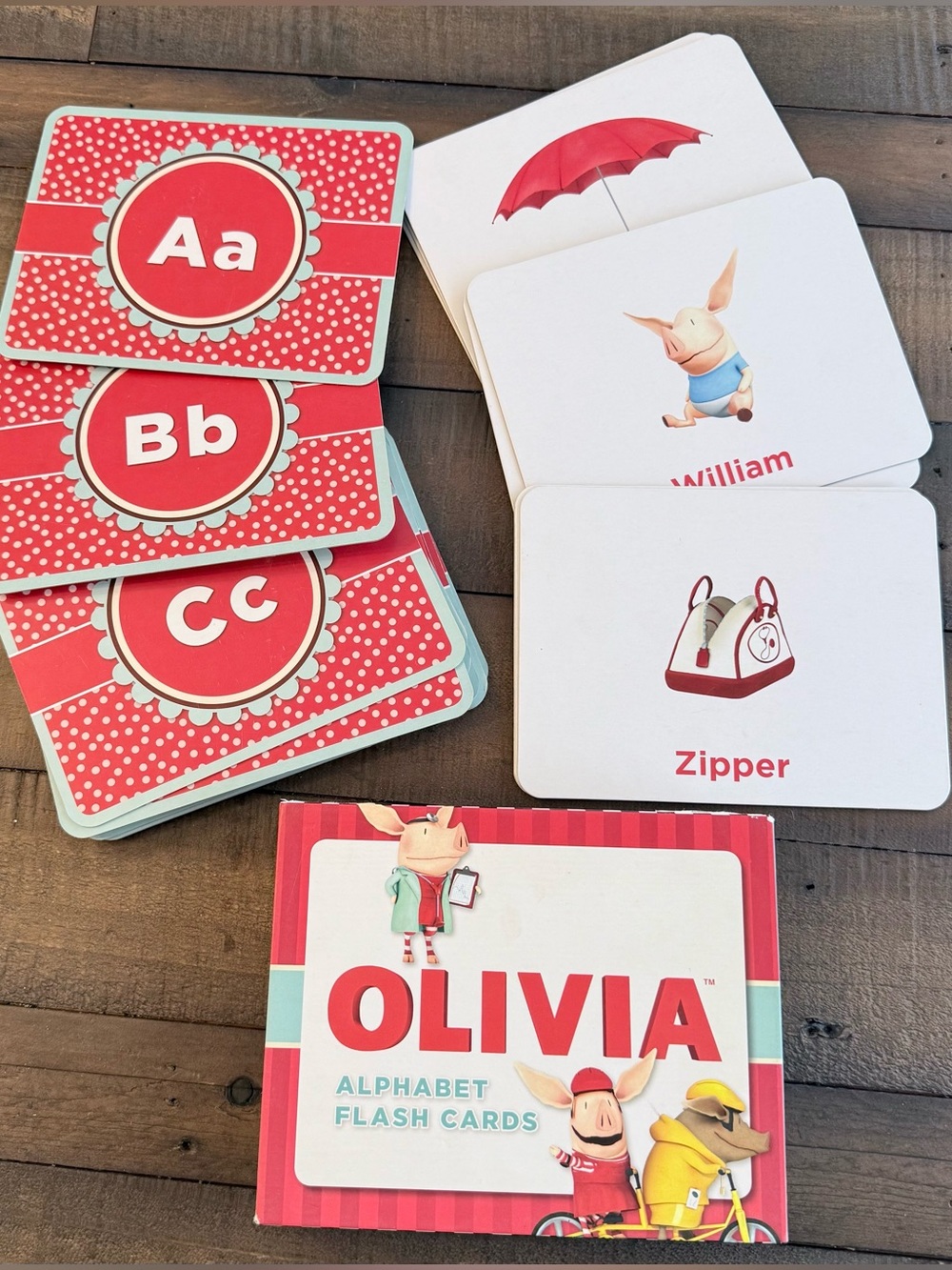 Olivia Alphabet Flash Cards - Sturdy Board Cards - Kids Learning Toy